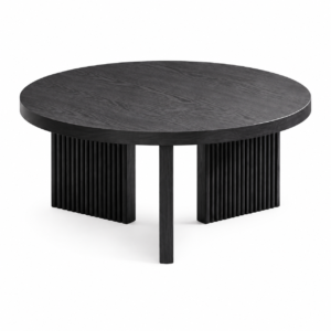 Mesa de Centro Redonda de Madera X, Negra
