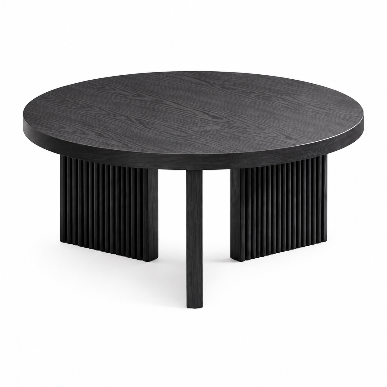 Mesa de Centro Redonda de Madera X, Negra