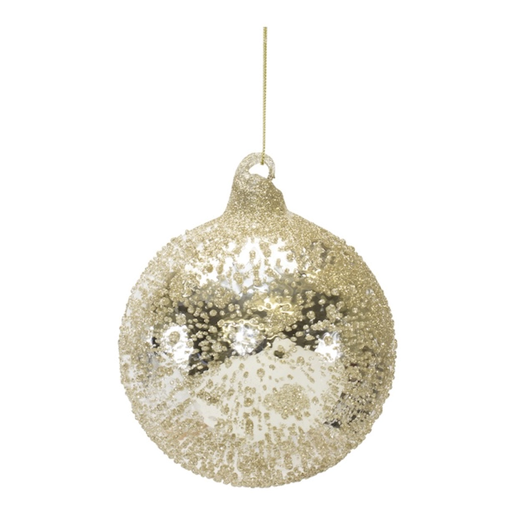 Esfera Navideña de Vidrio Escarchado, Champagne, 3 Formas