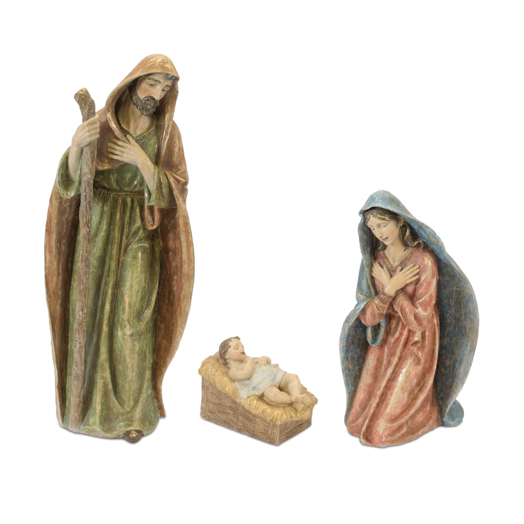 Set de 3 Figuras de Sagrada Familia de Resina, a Color, 22 a 104 cm