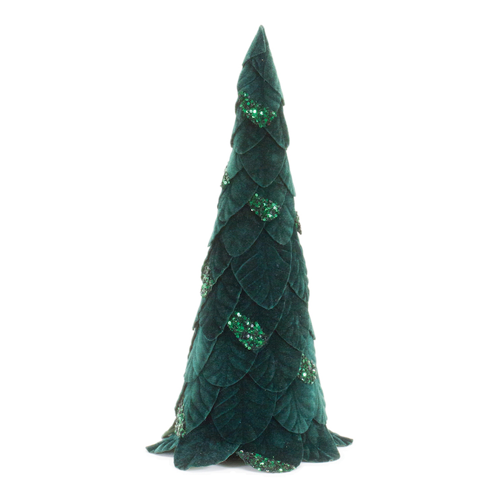 Árbol Navideño de Tela con Hojas y Escarcha, Verde Pino, 48.3 cm