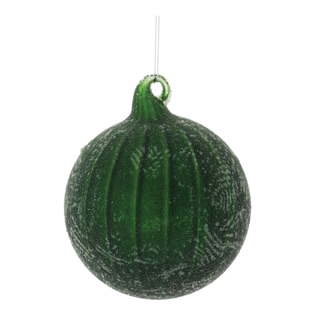 Esfera Navideña de Vidrio Aterciopelado, Verde Oscuro, 10.2 cm