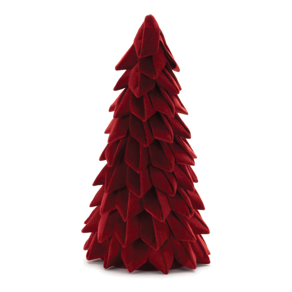 Árbol Navideño de Tela con Pétalos, Rojo, 39.4 cm