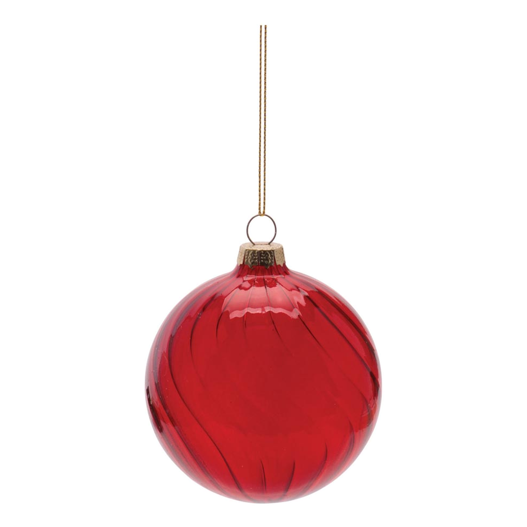 Esfera Navideña de Vidrio Rojo Brillante, 2 Estilos