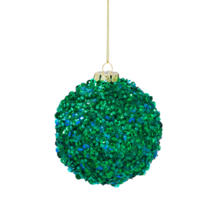 Esfera Navideña de Lentejuelas con Cuentas, Verde, 10 cm