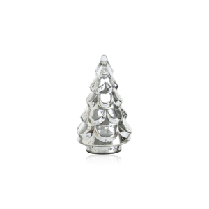 Árbol Navideño de Vidrio Pequeño, Plateado, 27 cm