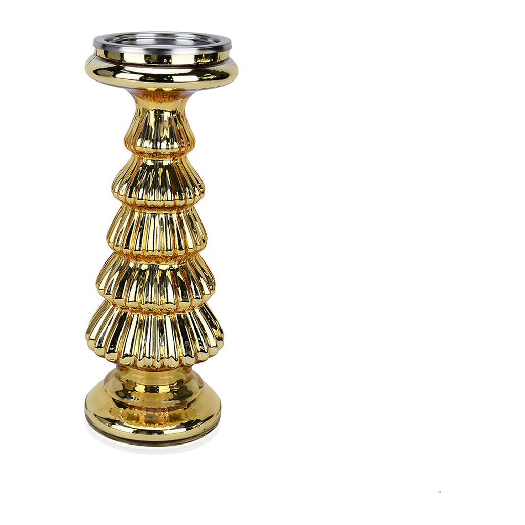 Candelero de Pedestal, Dorado, 30 cm