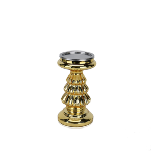 Candelero de Pedestal, Dorado, 20 cm