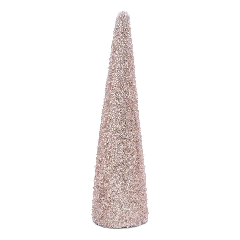 Cono Decorativo Escarchado, Champagne, 47 cm