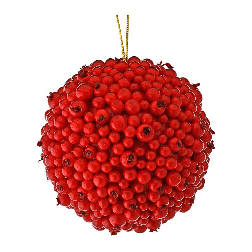 Esfera Navideña de Bayas para Exterior, Rojo, 11 cm