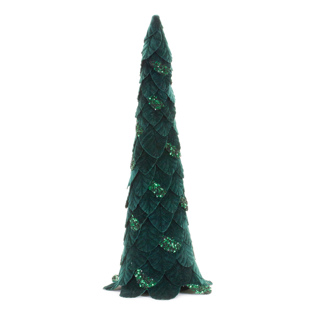 Árbol Navideño de Tela con Hojas y Escarcha, Verde Pino, 64.8 cm
