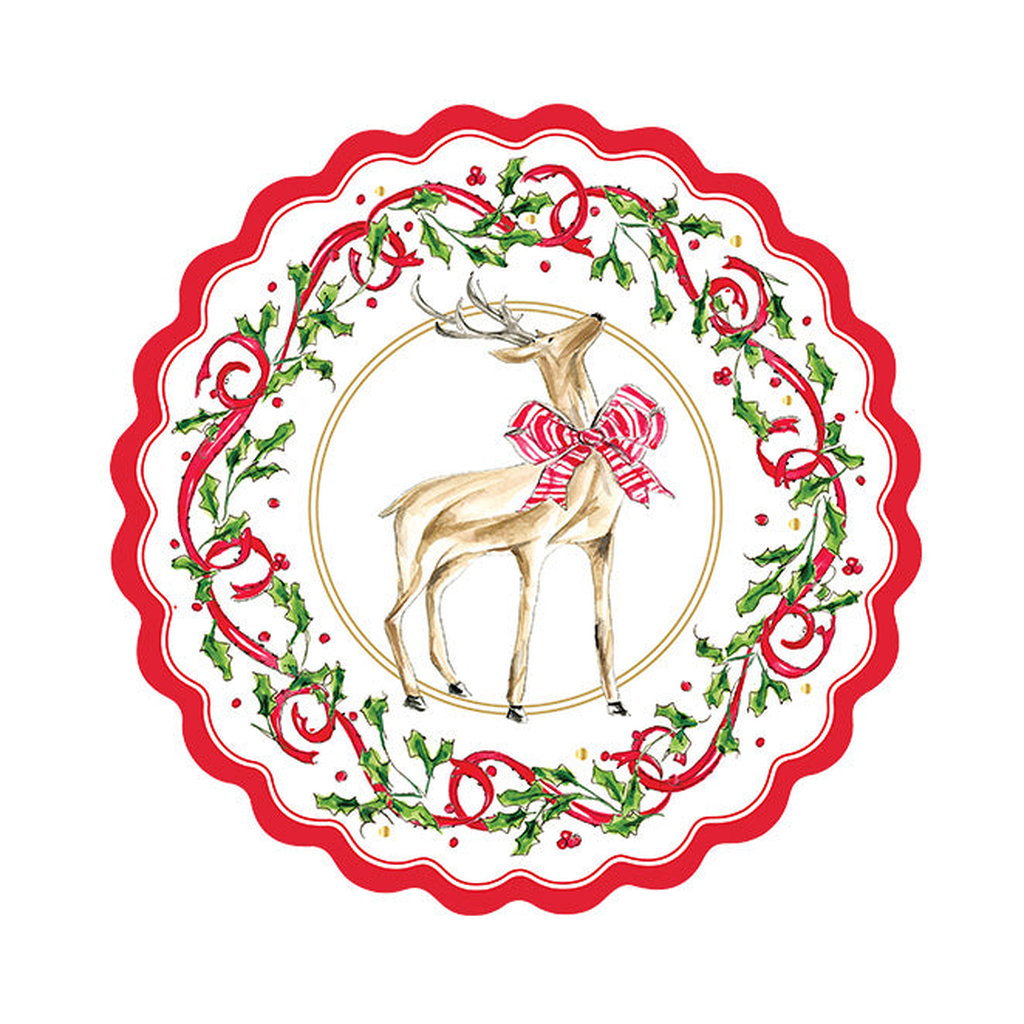 Plato Desechable para Ensalada Ondulado Holly Berry – 8 unidades